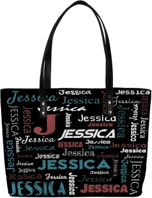 PU Leather Custom Tote Bag for Women, Personalized Initial Shoulder Beach Bags Customized Handles Bag