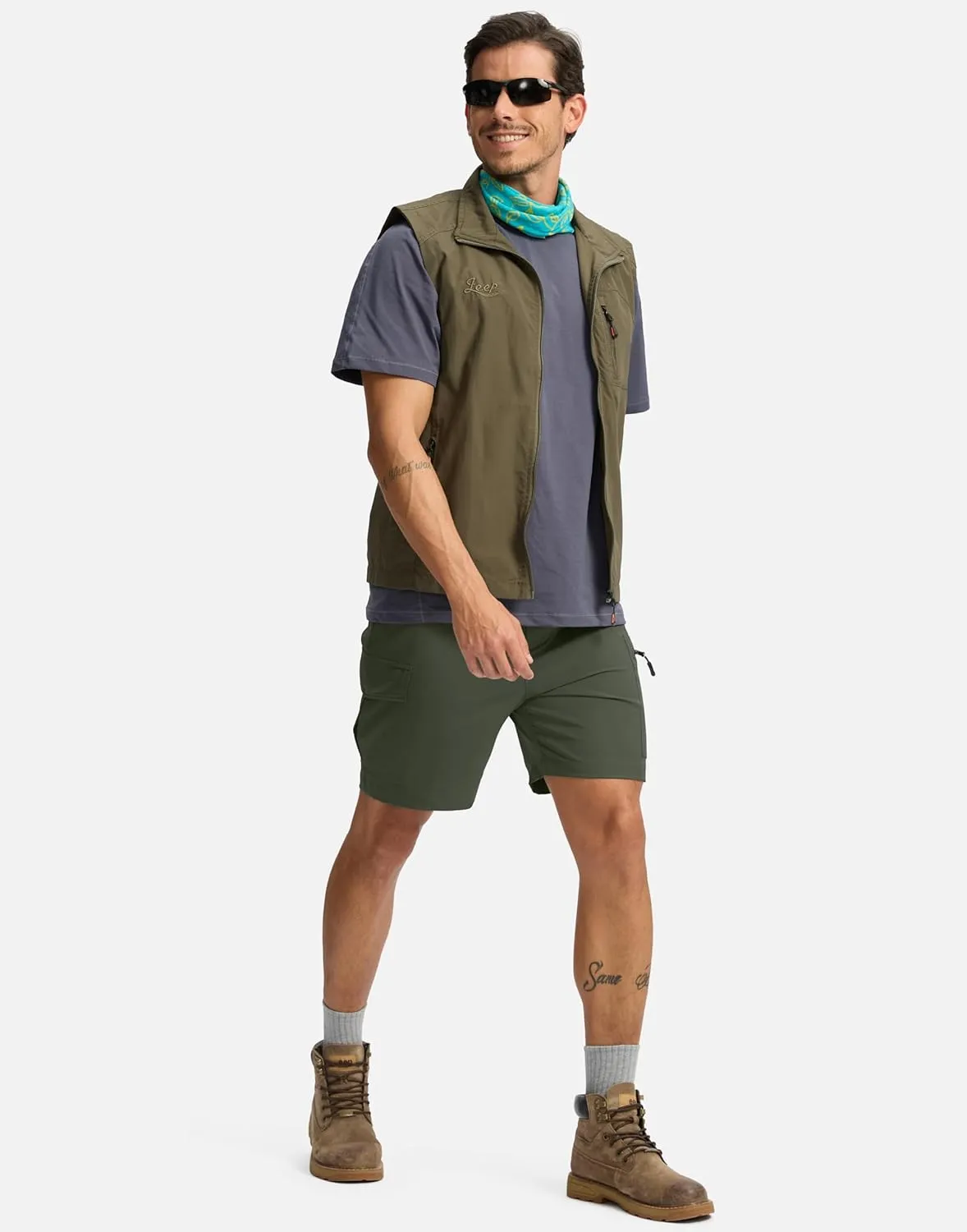 Pudolla Men's Hiking Cargo Shorts 7" Lightweight Quick Dry Casual Work Shorts for Men Summer Travel Golf with 5 Pockets