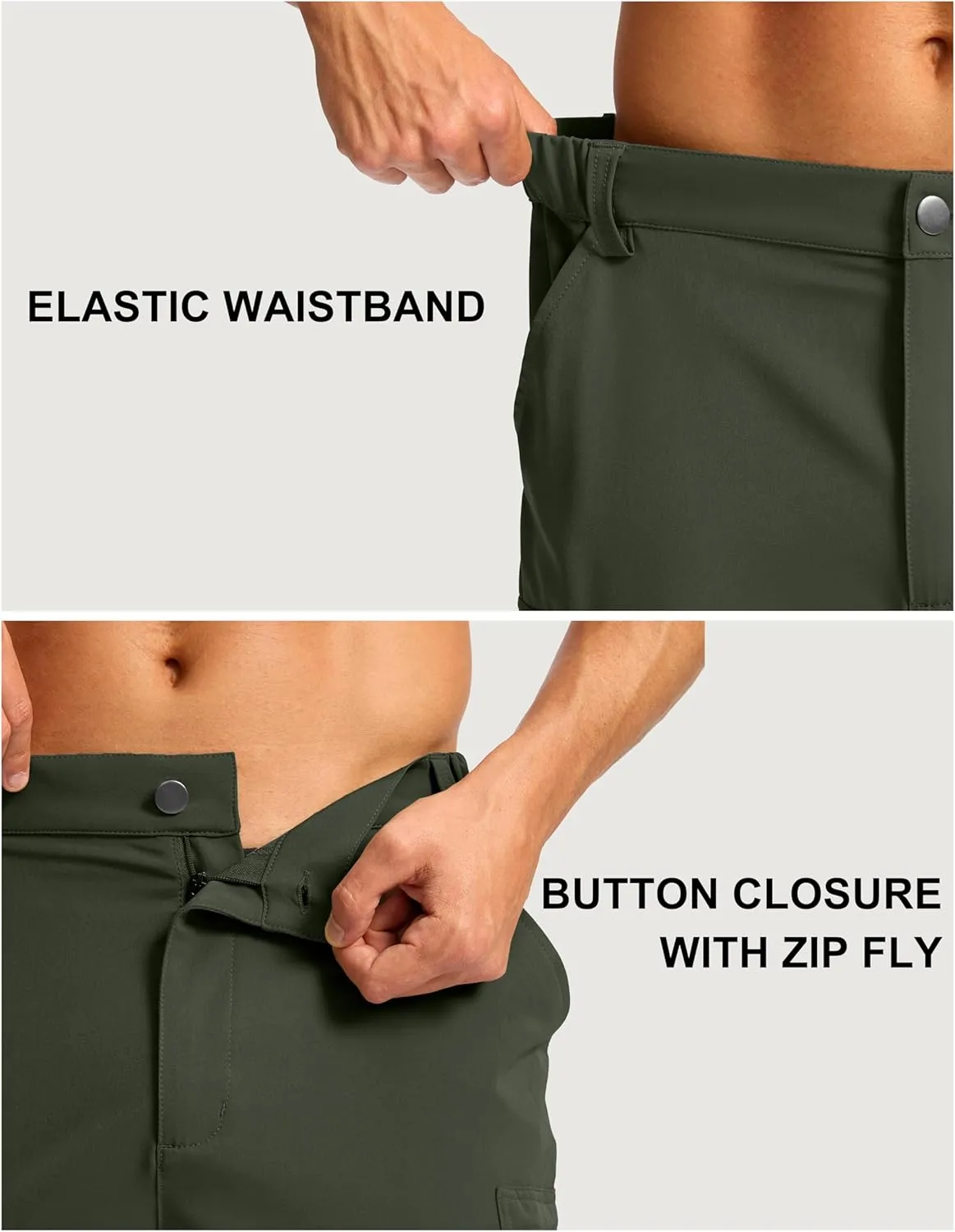 Pudolla Men's Hiking Cargo Shorts 7" Lightweight Quick Dry Casual Work Shorts for Men Summer Travel Golf with 5 Pockets