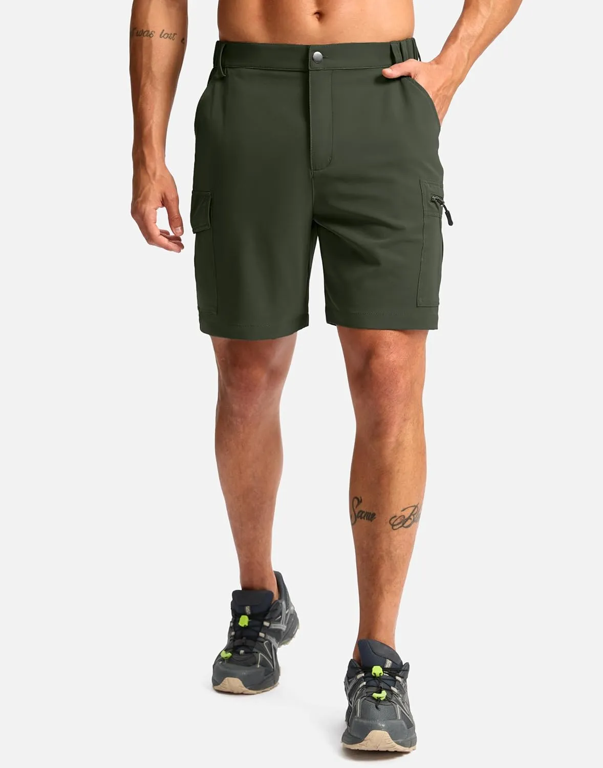 Pudolla Men's Hiking Cargo Shorts 7" Lightweight Quick Dry Casual Work Shorts for Men Summer Travel Golf with 5 Pockets
