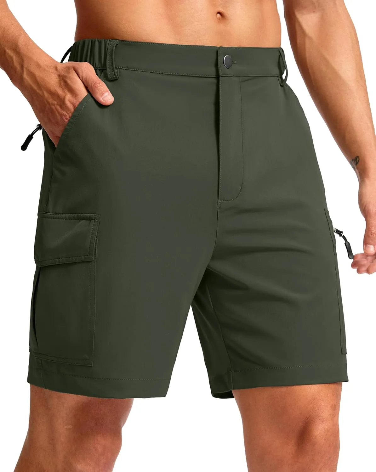 Pudolla Men's Hiking Cargo Shorts 7" Lightweight Quick Dry Casual Work Shorts for Men Summer Travel Golf with 5 Pockets