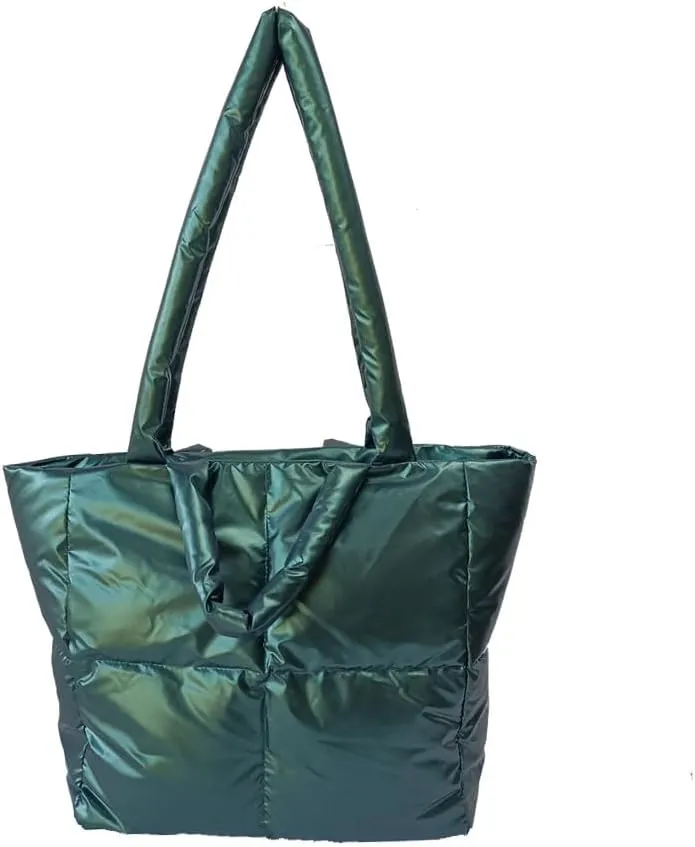 Puffy tote bag Large Puffer Bag for Women Quilted Tote Purses Satchel Handbag Lightweight Padding Shoulder Bag