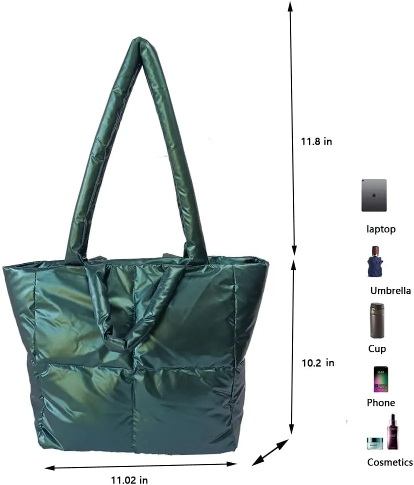 Puffy tote bag Large Puffer Bag for Women Quilted Tote Purses Satchel Handbag Lightweight Padding Shoulder Bag