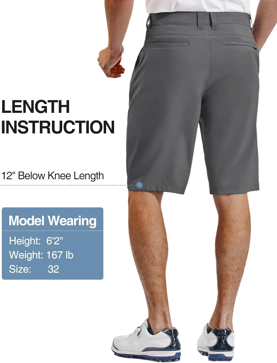 PULI Mens Golf Hiking Shorts Lightweight Casual Dress 12" Inseam Work Stretch Travel Hybrid Quick Drying with Pockets