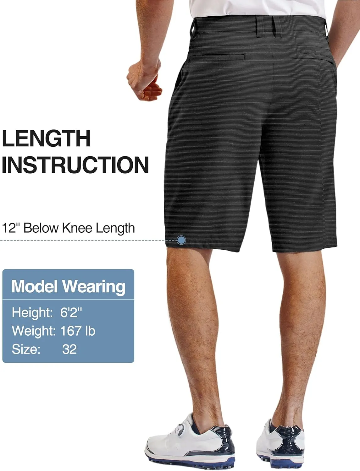 PULI Mens Golf Hiking Shorts Lightweight Casual Dress 12" Inseam Work Stretch Travel Hybrid Quick Drying with Pockets