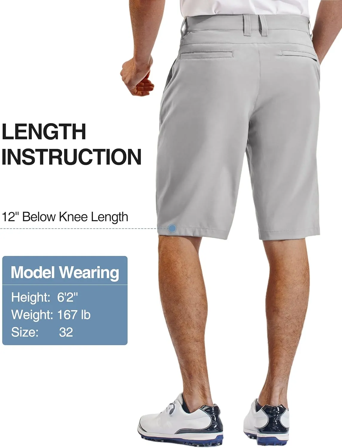 PULI Mens Golf Hiking Shorts Lightweight Casual Dress 12" Inseam Work Stretch Travel Hybrid Quick Drying with Pockets