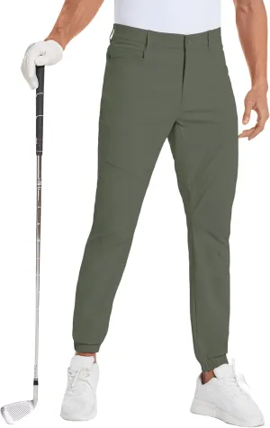 PULI Men's Stretch Golf Joggers Pants with 4 Pockets Waterproof Slim Fit Hiking Casual Travel Work Pants for Men