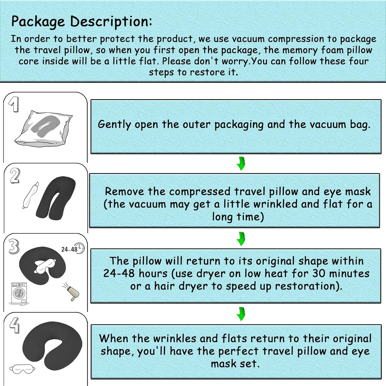 Pure Memory Foam Travel Pillow Set for Adults - Comfortable & Removable Machine Washable Cover, Neck Support Pillow Airplane Travel Kit with Eye Mask for Portable Plane Accessories -Dark Grey