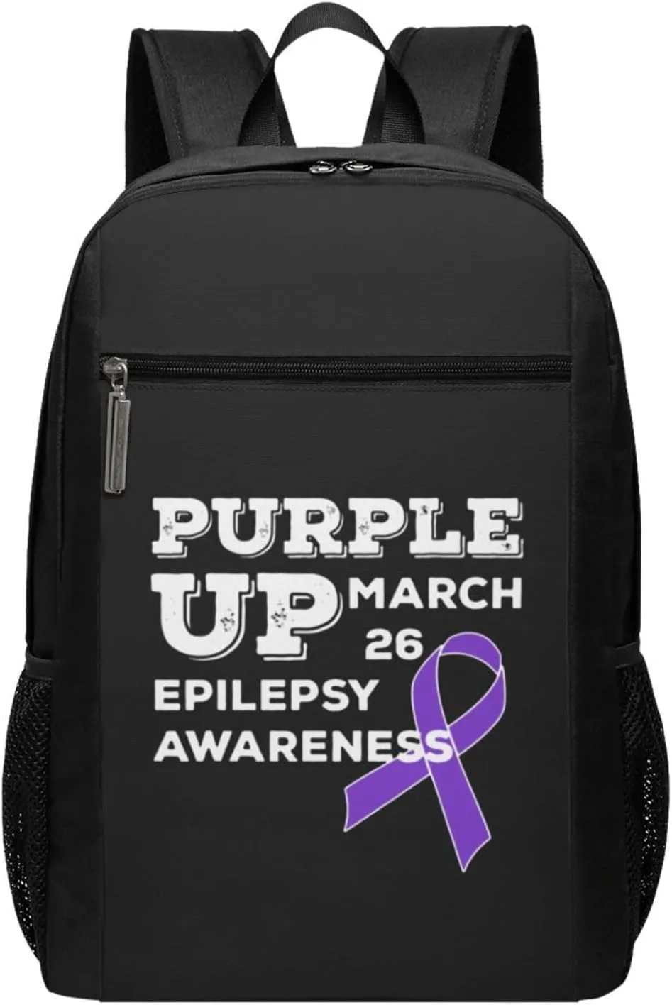 Purple Up March 26 Support Epilepsy Awareness Travel Laptop Backpack, Business Anti Theft Slim Sturdy Laptops Backpacks, College Computer Bag Gift for Men & Women Fits 17 Inch Notebook,Black