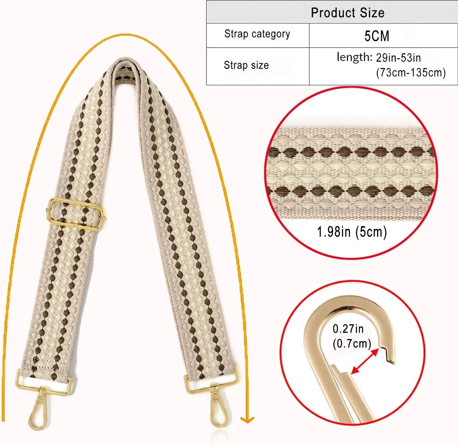 Purse Strap Wide Replacement Crossbody Strap Handbag Guitar Strap Purse Shoulder Strap Adjustable
