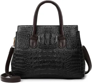 Purses and Handbags for Women Crocodile Pattern Tote Leather Top-Handle Satchel