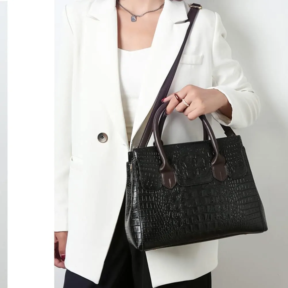 Purses and Handbags for Women Crocodile Pattern Tote Leather Top-Handle Satchel