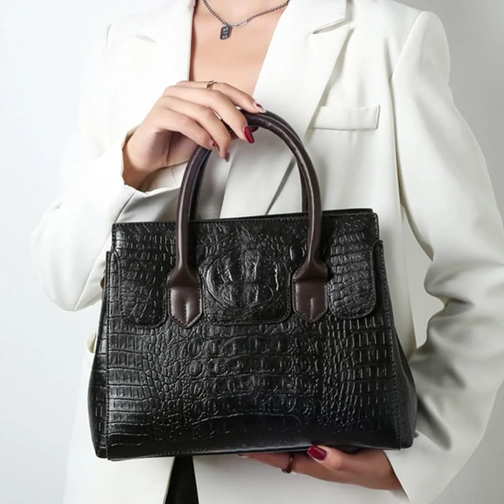 Purses and Handbags for Women Crocodile Pattern Tote Leather Top-Handle Satchel
