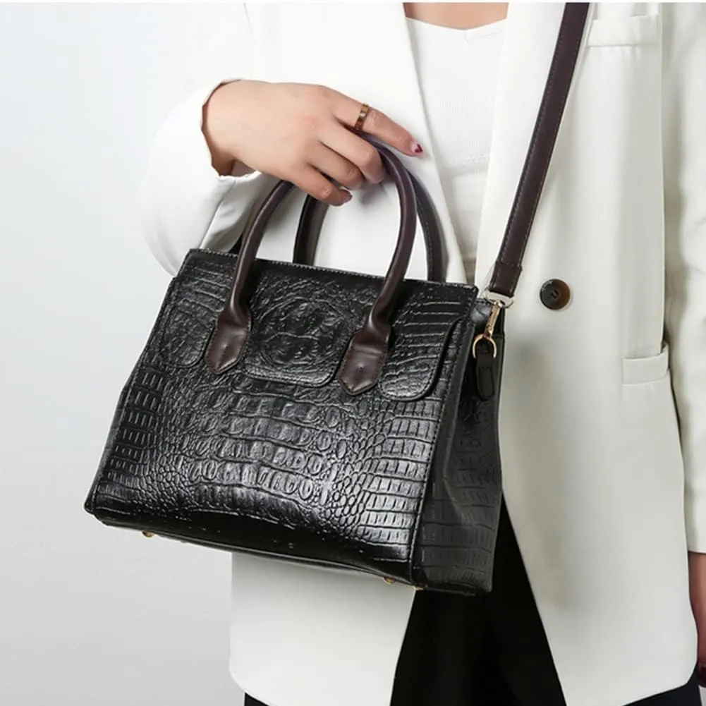 Purses and Handbags for Women Crocodile Pattern Tote Leather Top-Handle Satchel