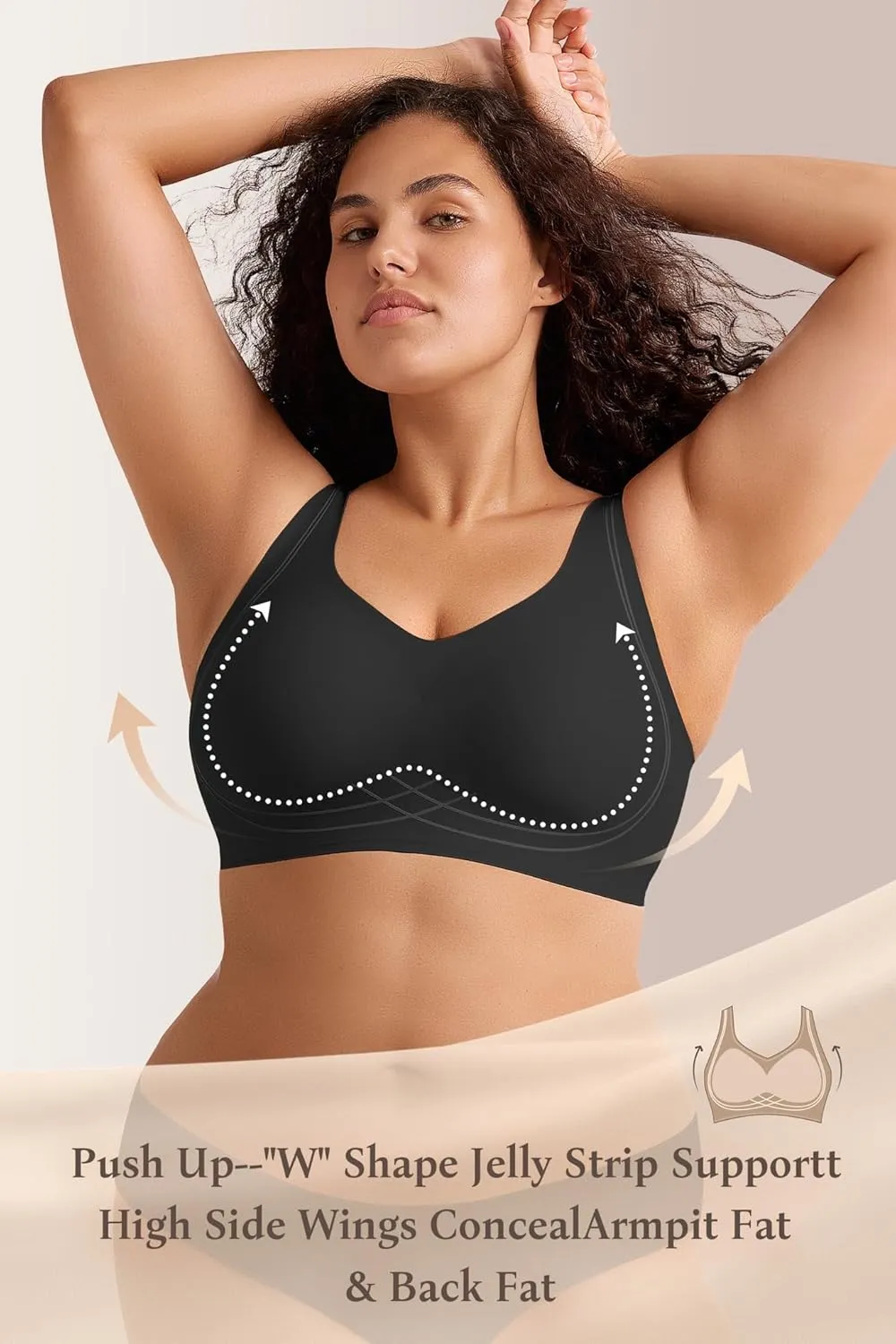 Push Up Bra for Women Wireless Bralettes No Underwire Seamless Tshirt Bras