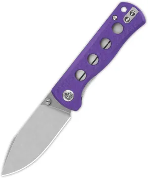 QSP KNIFE CANARY FOLDER POCKET KNIFE, SHARP 14C28N BLADE with COLORFUL G-10 HANDLES (stonewash blade, purple G-10 handle)