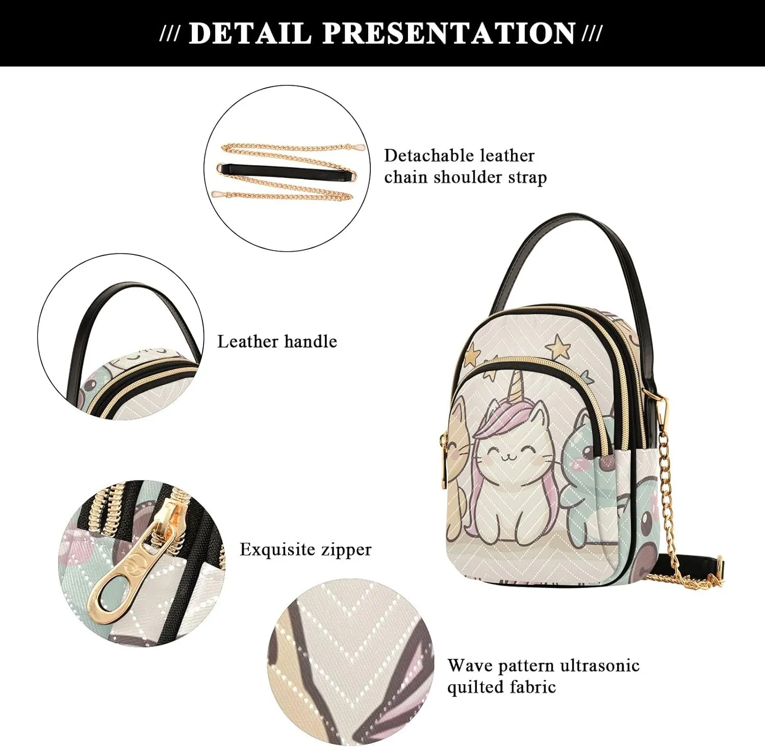 Quilted Crossbody Bags for Women Chain Bags with Leather Handle