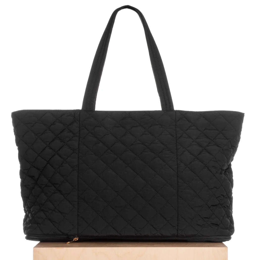 Quilted Expandable Tote –  Black
