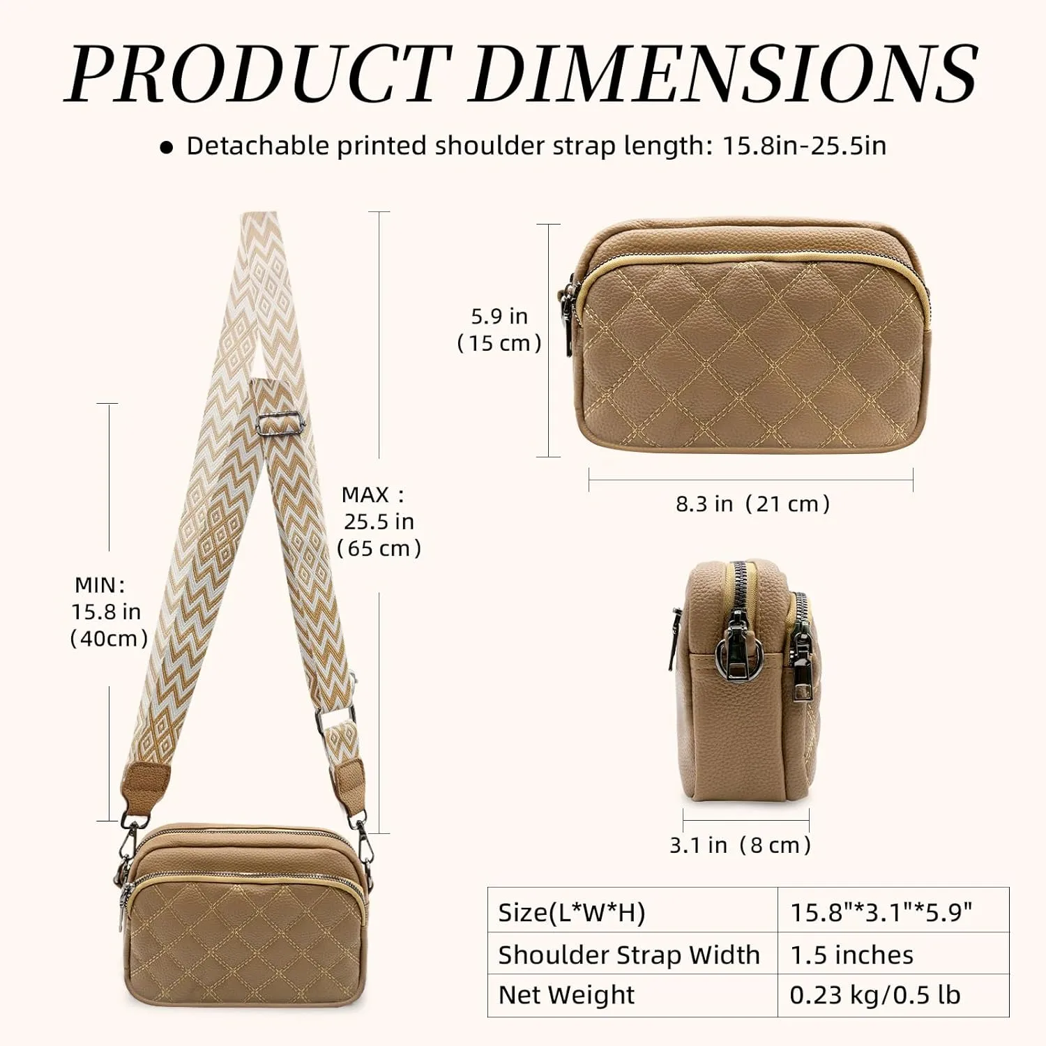 Quilted Purses for Women Crossbody Purse Small Crossbody Bag Leather Shoulder Handbags Wide Guitar Strap Purse