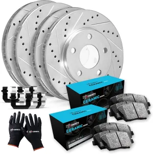 R1 Concepts Front and Rear Brakes and Rotors| Hardware Included| Front and Rear Ceramic Brake Pads and Rotors Kit| Fits 2018-2022 Hyundai Kona; 2021-2022 Kia Seltos
