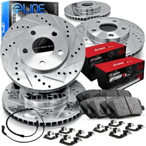 R1 Concepts Front and Rear Brakes and Rotors| Hardware Included| Front and Rear Optimum OEp Brake Pads and Rotors Kit| Fits 2007-2015 Audi Q7; 2003-2006 Porsche Cayenne; 2008-2010 Porsche Cayenne