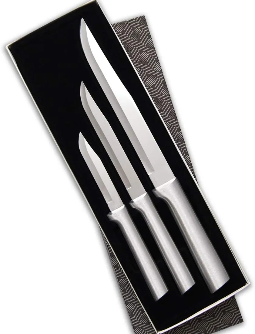 Rada Cutlery 3-Piece Housewarming Knife Gift Set, Made in USA, Silver Handles