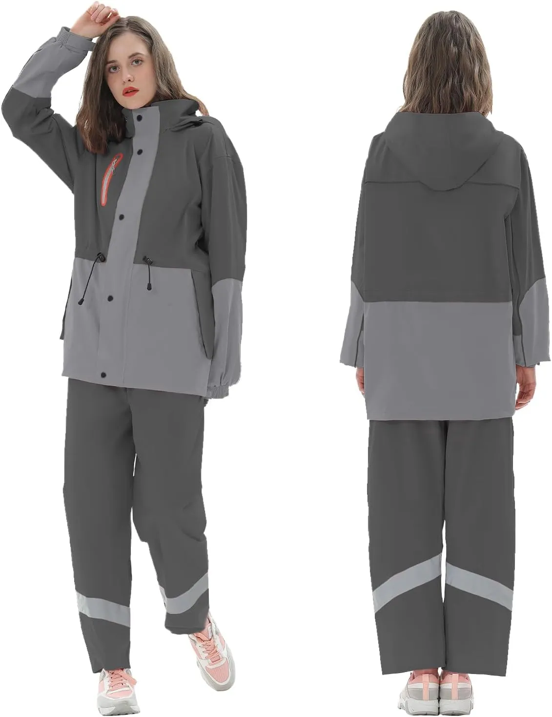 Rain Suit for Women, Waterproof Rain Jacket & Trouser with Reflective Srtip, Rain Gear for All-Sport Anti-storm