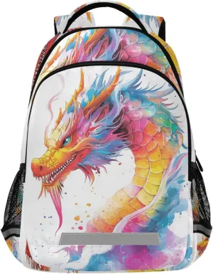 Rainbow Colorful Dragon Backpack for Boys Girls Elementary School Bag Kids Travel Bags Casual Rucksack Laptop Bookbag