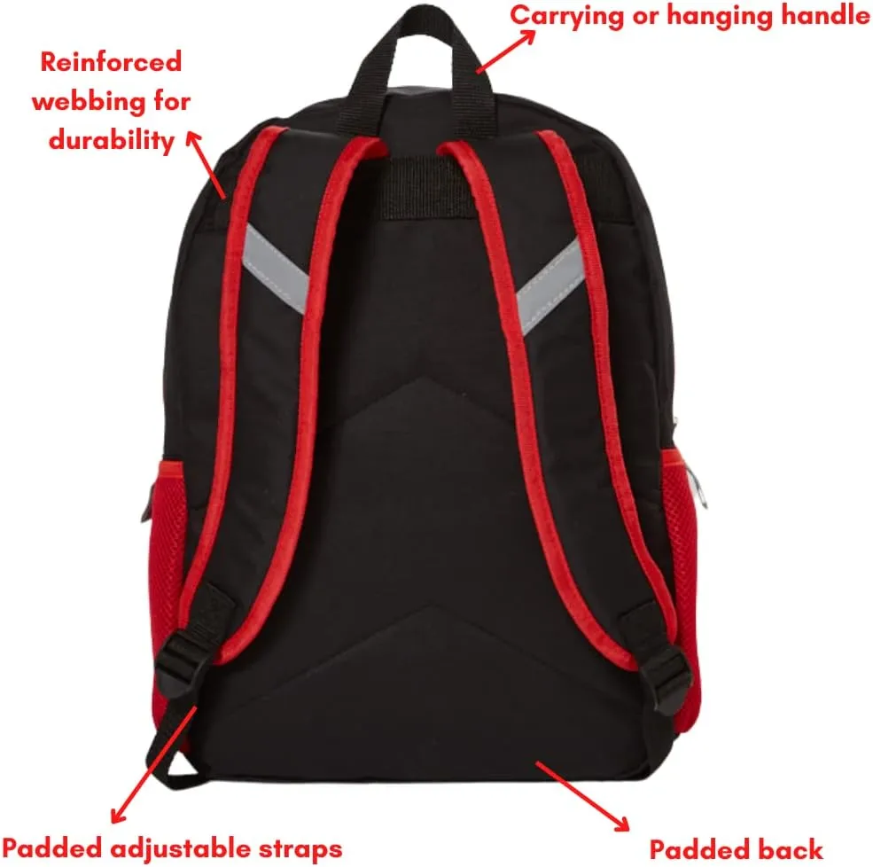 RALME Spiderweb Backpack Set for Boys, 16 inch, 6 Pieces with Foldable Lunch Bag, Water Bottle, Pencil Case, Pop It Key Chain, and Carabiner Clip