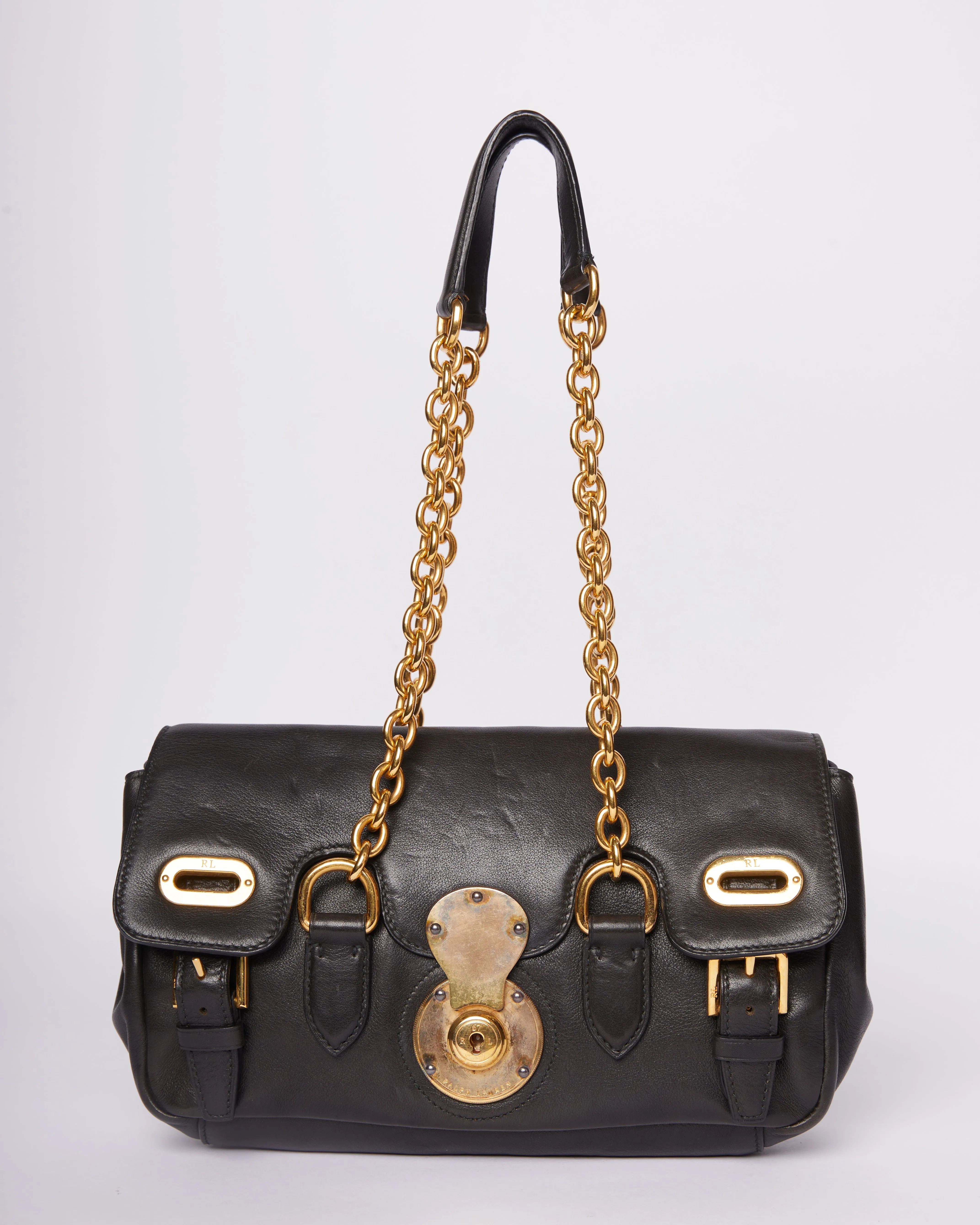 Ralph lauren Chain Link Trimmed Leather Bag