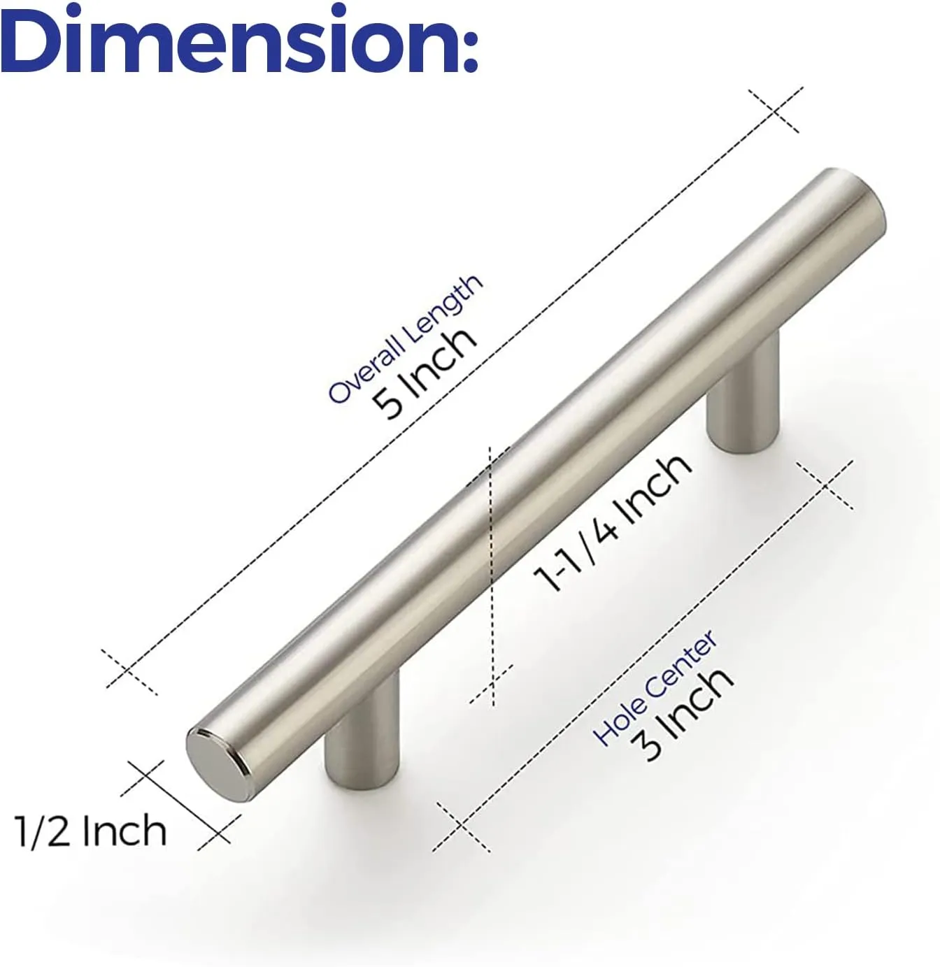 Ravinte 25 Pack 5'' Cabinet Pulls Brushed Nickel Stainless Steel Kitchen Drawer Pulls Cabinet Handles 3" Hole Center