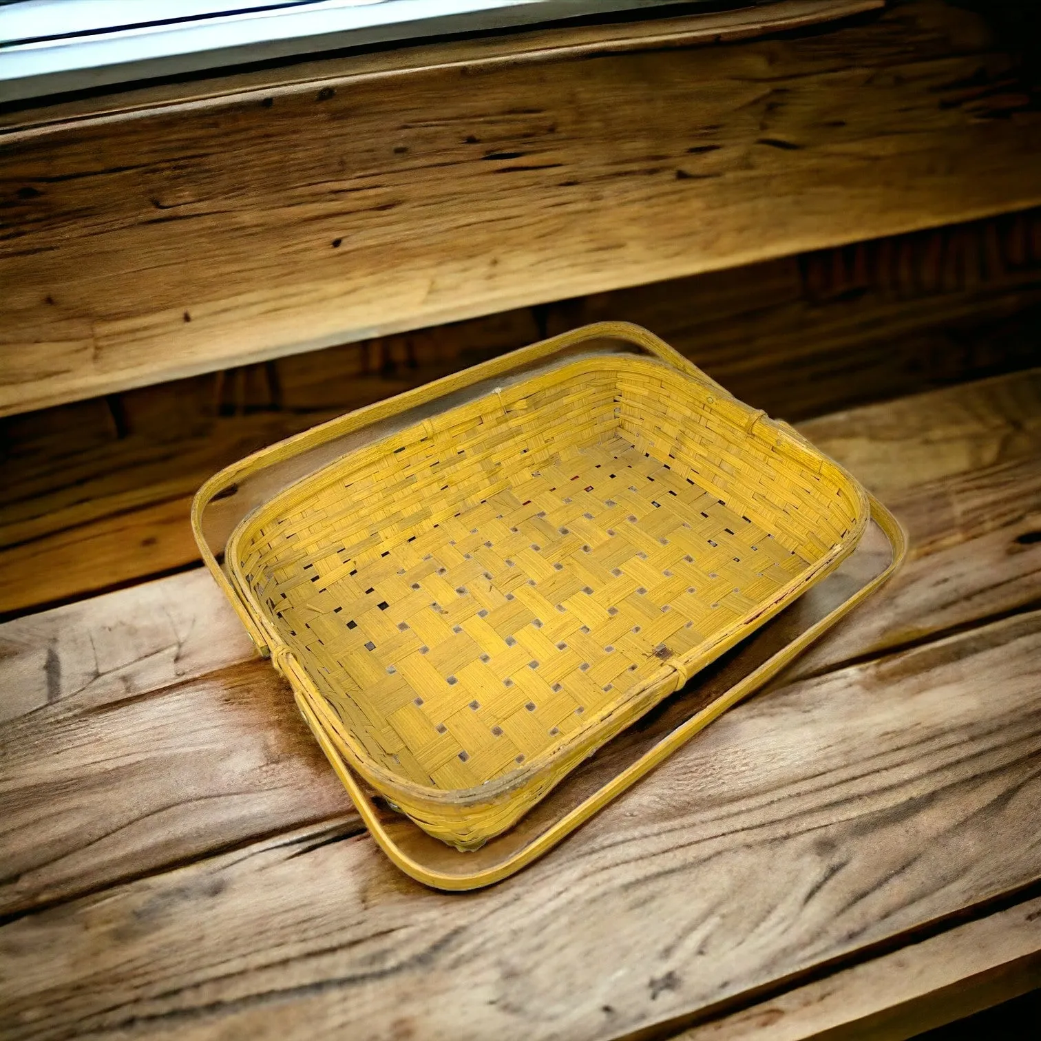 Rectangle Bamboo Basket with Handles