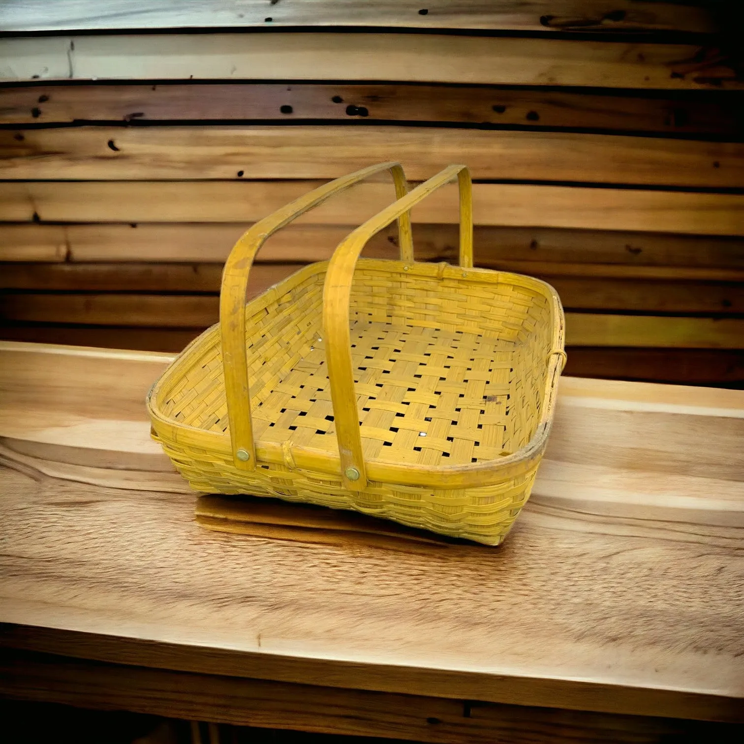 Rectangle Bamboo Basket with Handles