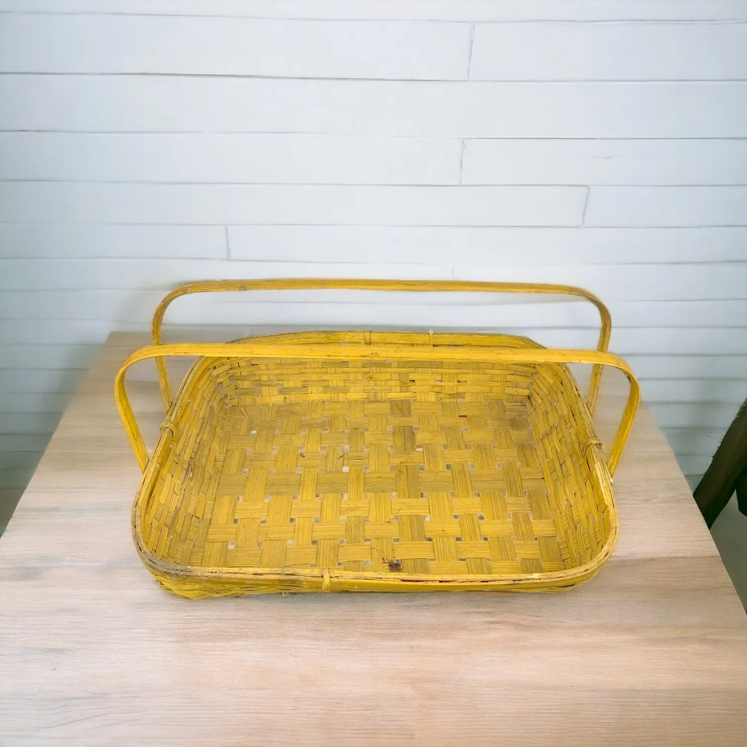 Rectangle Bamboo Basket with Handles