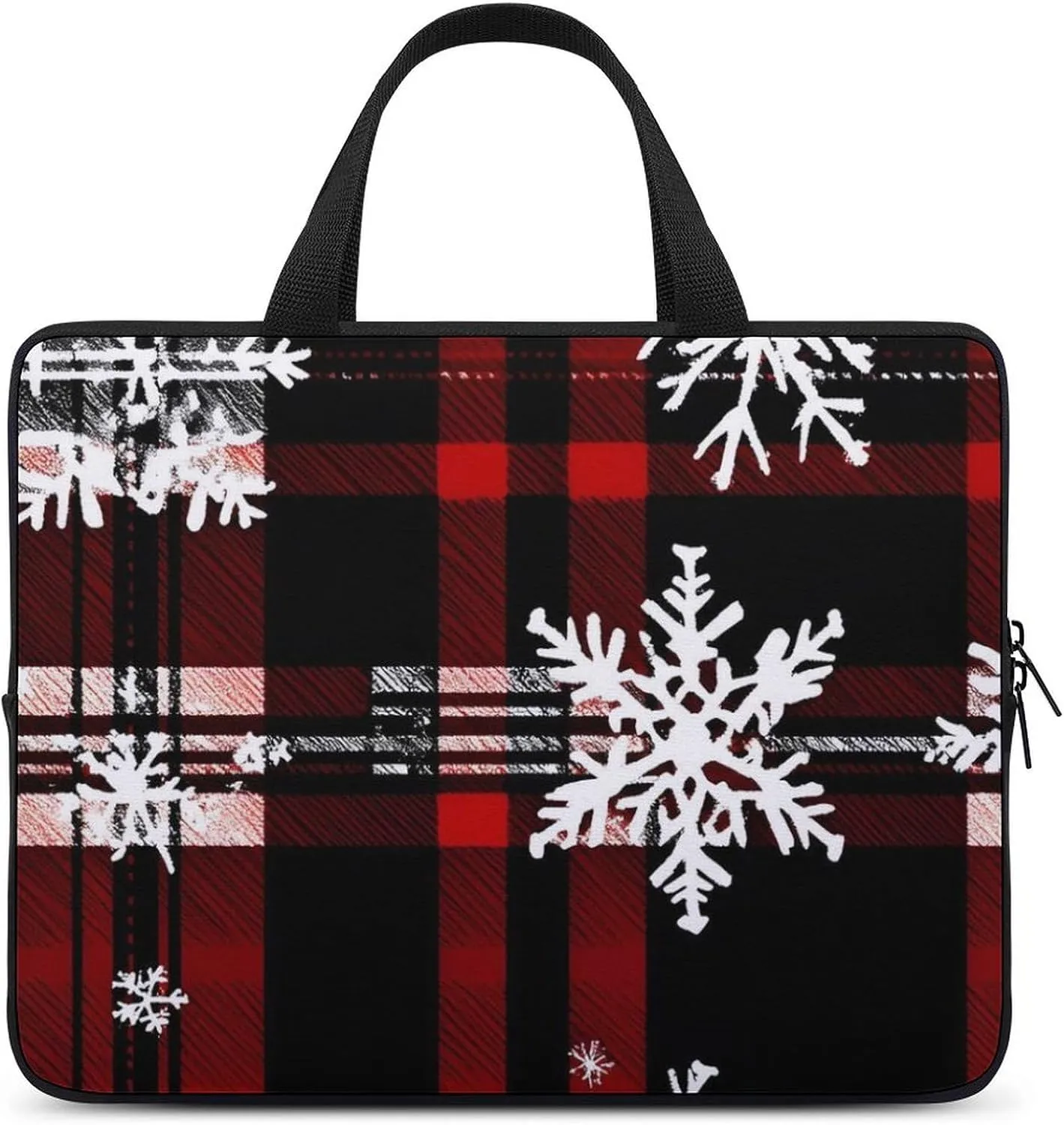 Red Christmas Pattern Laptop Sleeve Laptop Carrying Case Compatible Laptop Protective Bag with Handles