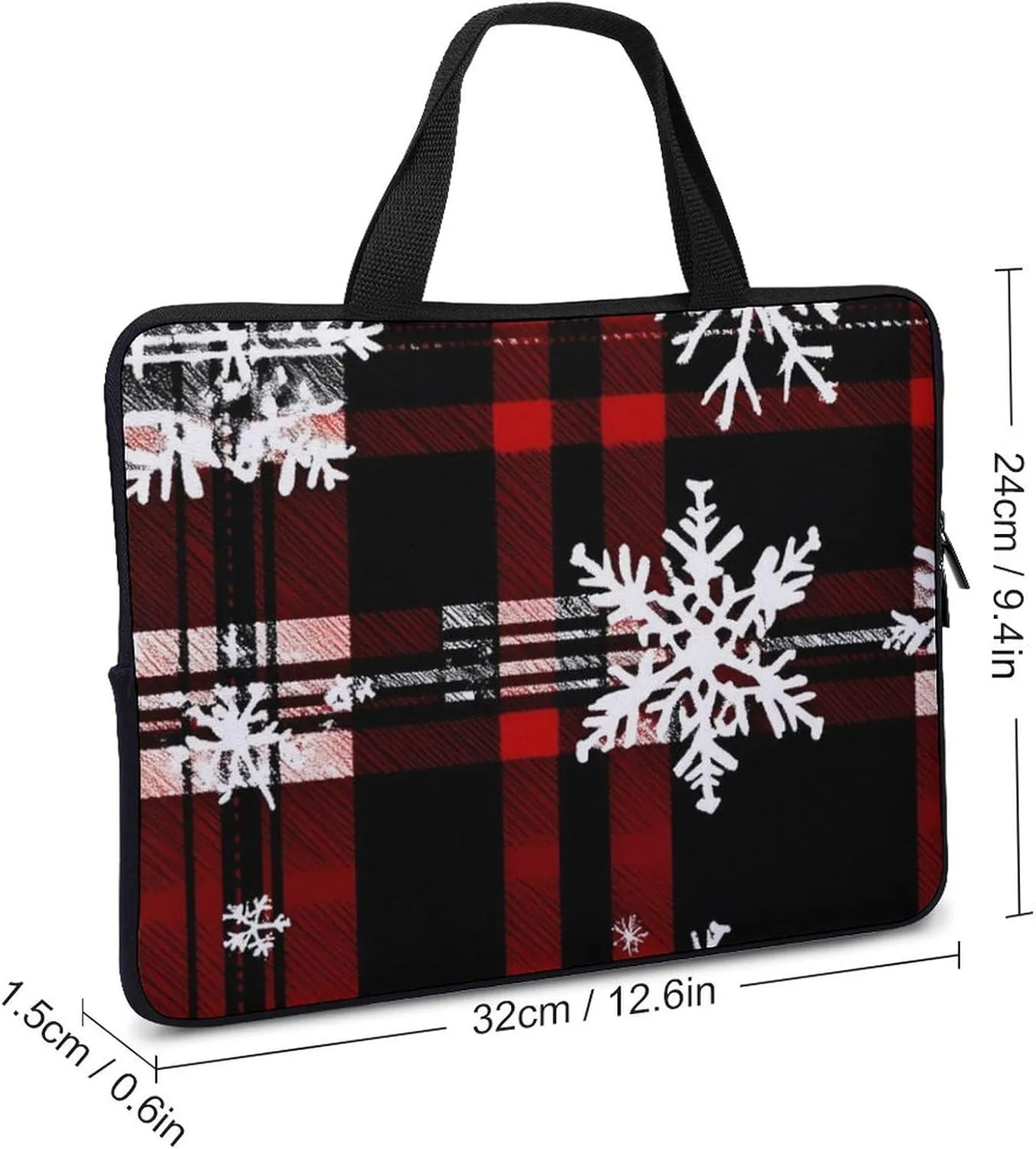 Red Christmas Pattern Laptop Sleeve Laptop Carrying Case Compatible Laptop Protective Bag with Handles
