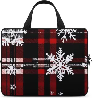 Red Christmas Pattern Laptop Sleeve Laptop Carrying Case Compatible Laptop Protective Bag with Handles