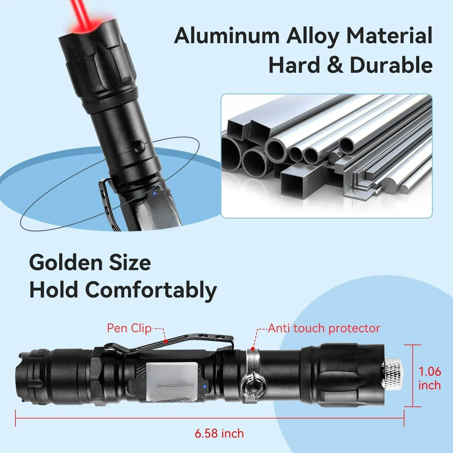 Red Laser Pointer High Power, Red Laser Pointer Indicator Light, Long Range Pointer for Hiking, USB Charge