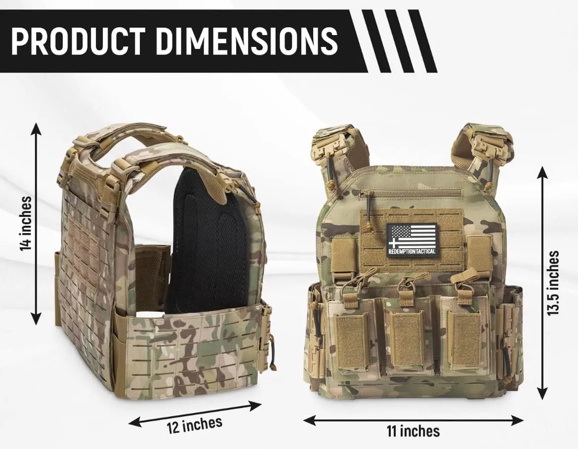 Redemption Crusader 2.0 Molle Quick Release Buckles Vest with Side Cummerbund Pouches and Triple Pouch