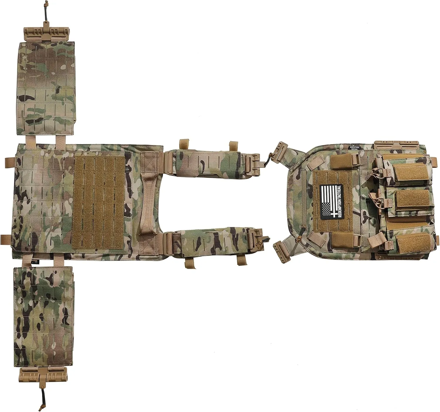 Redemption Crusader 2.0 Molle Quick Release Buckles Vest with Side Cummerbund Pouches and Triple Pouch