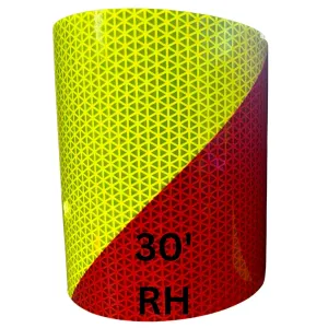Reflective Solutions- V98 Chevron Reflective Tape- Lime Yellow Red Stripe- 6in x 30 feet Right Hand Slant- Orafol Oralite DOT-C2 SAE Certified- Made in USA Chevron Safety Tape for Cars, Trucks,Trailer