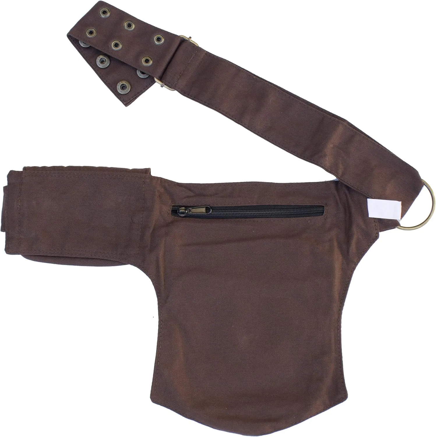 Renaissance Faire Festival Lace Fannypack Waistbag Cotton Utility Hip Belt-Brown-One Size