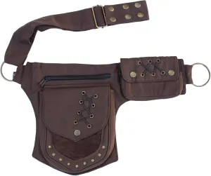 Renaissance Faire Festival Lace Fannypack Waistbag Cotton Utility Hip Belt-Brown-One Size