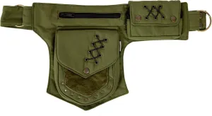 Renaissance Faire Festival Lace Fannypack Waistbag Cotton Utility Hip Belt- Sage -One Size