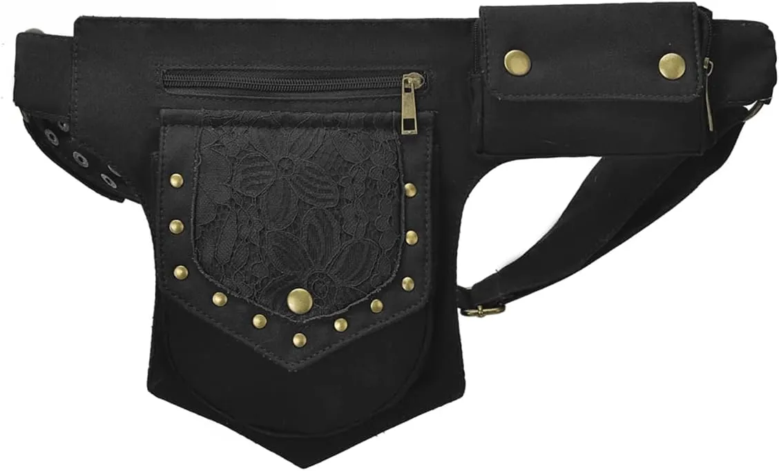 Renaissance Faire Festival Thigh Bag - Drop Leg Fanny Pack for Women - Lace Waist Utility Hip Belt - Renaissance Accessories