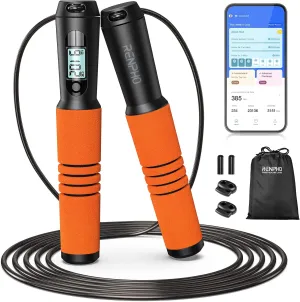 RENPHO Smart Jump Rope - APP Data Storage & Tracking & Analysis, Tangle-Free Jumping Rope for Men, Women, Skipping Rope with Counter, Adjustable workout Jump Ropes for Crossfit, Gym, MMA