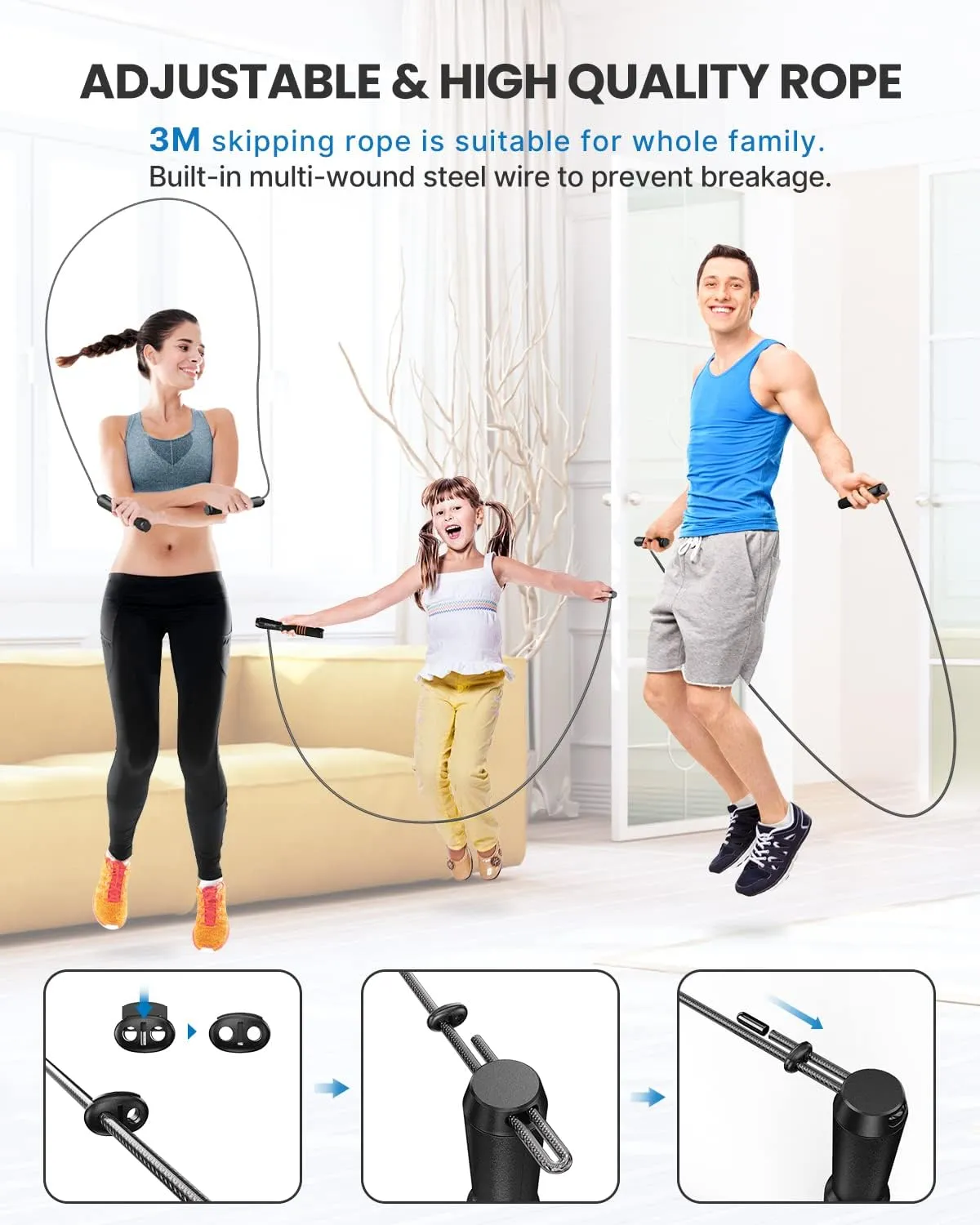 RENPHO Smart Jump Rope - APP Data Storage & Tracking & Analysis, Tangle-Free Jumping Rope for Men, Women, Skipping Rope with Counter, Adjustable workout Jump Ropes for Crossfit, Gym, MMA