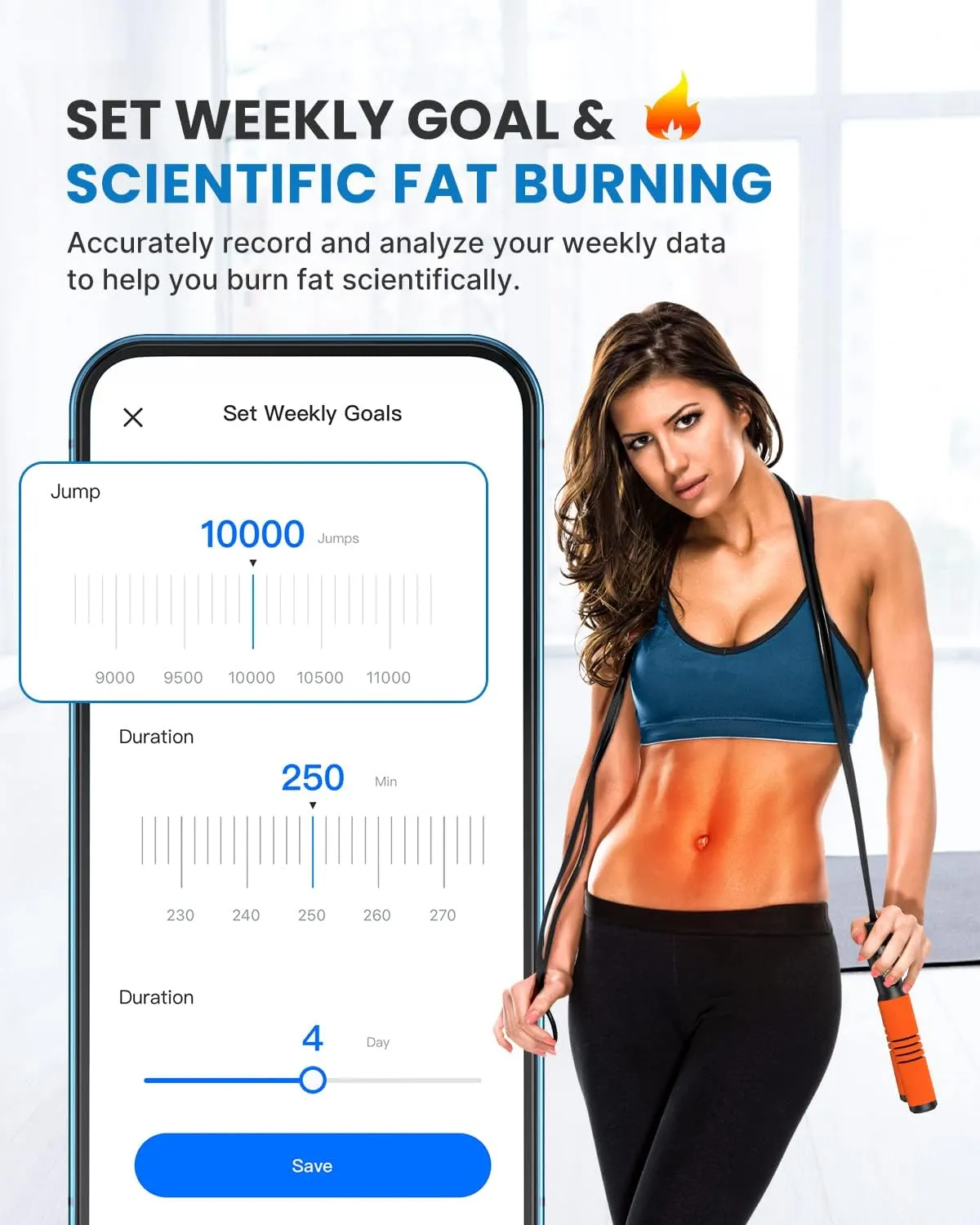 RENPHO Smart Jump Rope - APP Data Storage & Tracking & Analysis, Tangle-Free Jumping Rope for Men, Women, Skipping Rope with Counter, Adjustable workout Jump Ropes for Crossfit, Gym, MMA