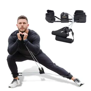 Resistance Bands with Handles for Home Workouts, Yoga, Pilates & Strength Training, All-in-One Exercise Equipment and Portable Workout Set for Women & Men, Medium - 15 lbs. (Silver)