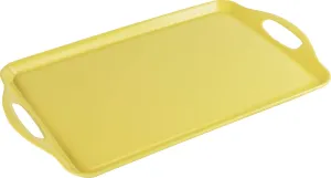 Reston Lloyd Calypso Basics Melamine Serving Ottoman Tray with Handles, Rectangular, Lemon, Lightweight, Durable, Multi-Purpose Use, Indoor, Outdoor, Camping, Server, Lemon, Yellow